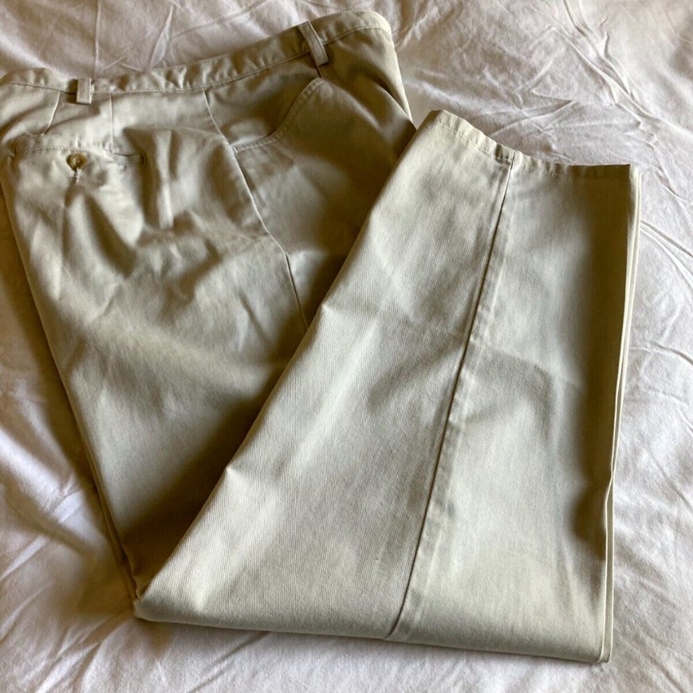 SAMANTHA Khaki Women's Pants - Size 16M - Straight Leg-Flat Front-High Waisted